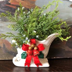 K's Christmas Collection Ceramic Sleigh Candy Dish/ planter or vase